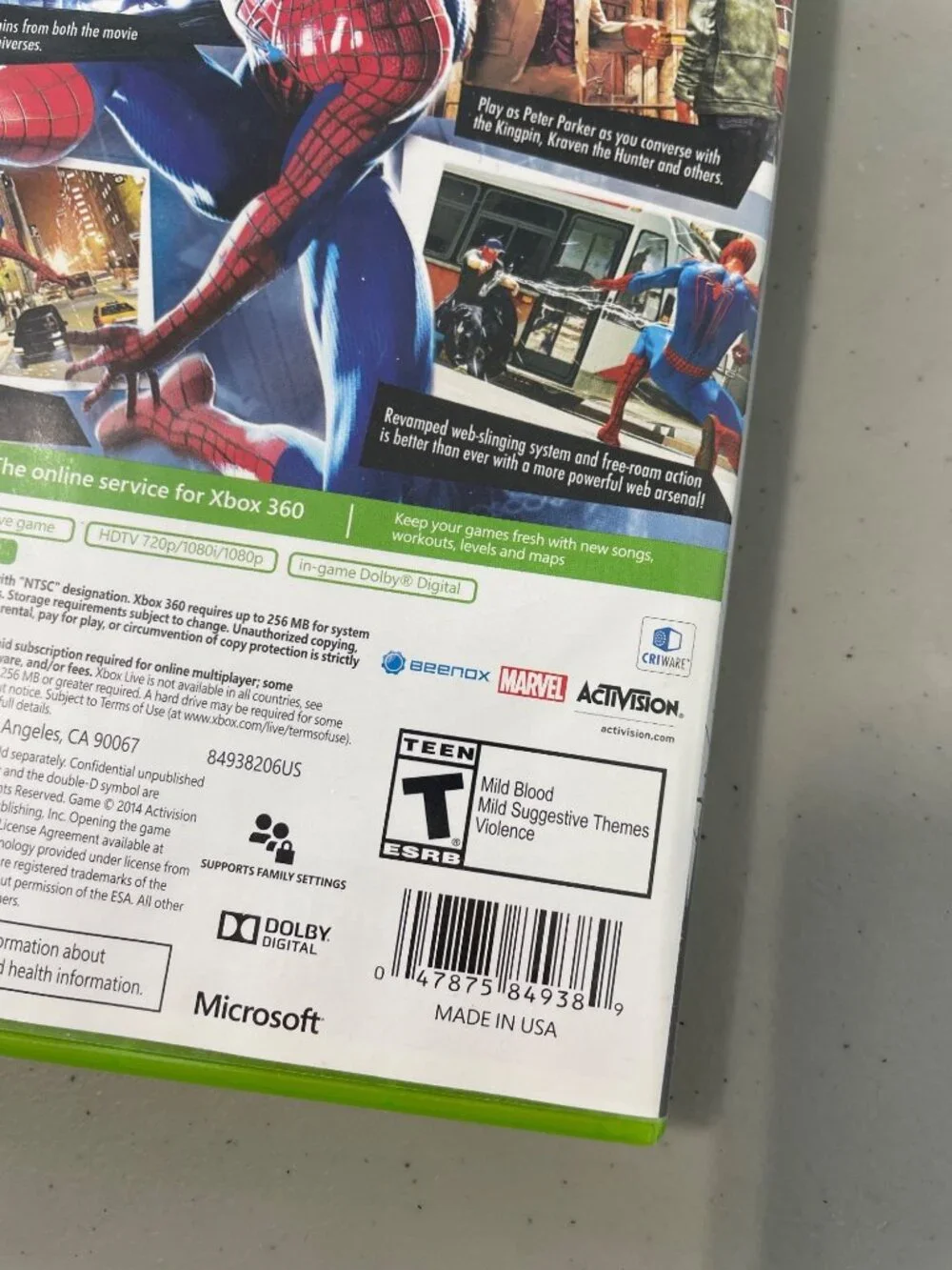 Xbox 360 The Amazing Spiderman 2 Video Game Original Case Tested Disc Activision